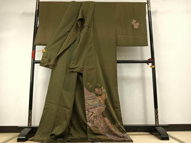 平和屋着物●越後十日町の一流染匠　桐屋・翠山工房　訪問着　絞り　草花文　金彩　丹後ちりめん　仮絵羽　正絹　逸品　未使用　AABI9387fy