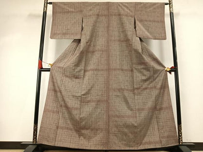 平和屋着物●上質な紬　杢目絞り　絣柄　鈴乃屋扱い　正絹　逸品　AABI9388fy