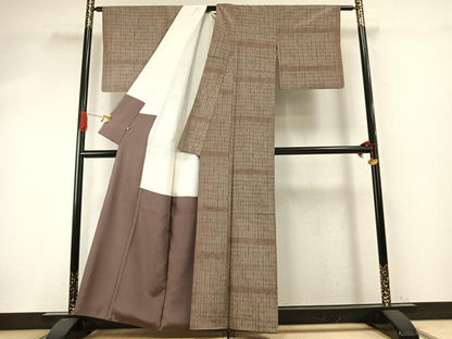 平和屋着物●上質な紬　杢目絞り　絣柄　鈴乃屋扱い　正絹　逸品　AABI9388fy