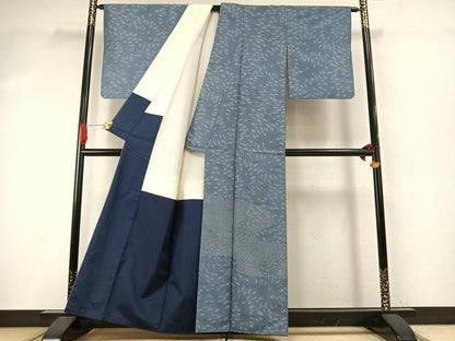 平和屋着物●訪問着　紬地　道長花文　正絹　逸品　AABI9389fy