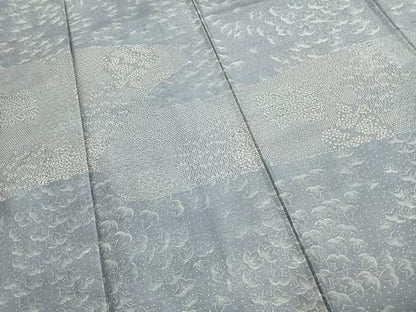 平和屋着物●訪問着　紬地　道長花文　正絹　逸品　AABI9389fy