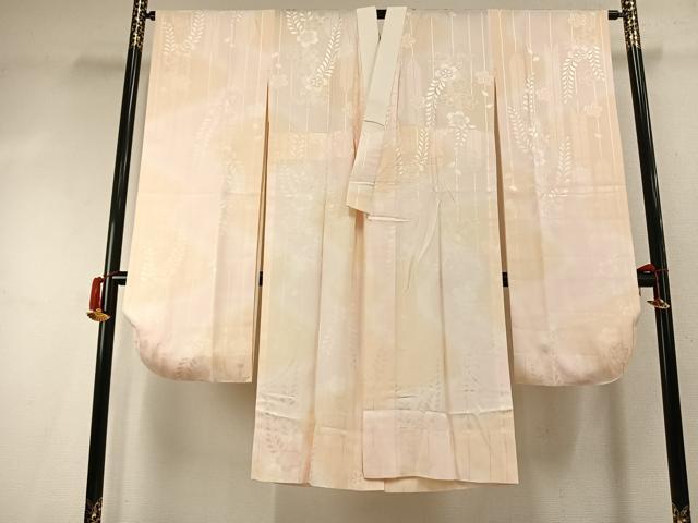 平和屋着物●振袖用長襦袢　無双仕立て　草花地紋　暈し染め　京都きもの友禅扱い　正絹　逸品　AABI9391fy
