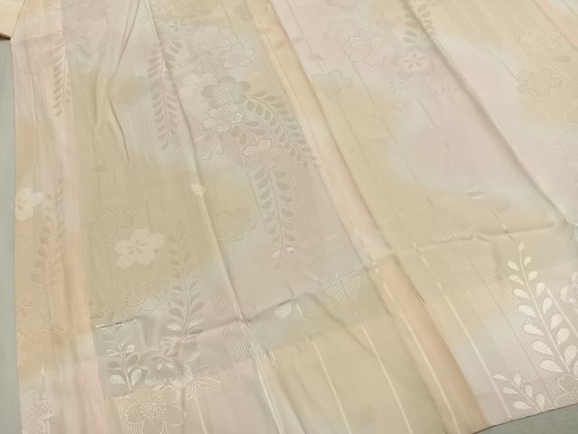 平和屋着物●振袖用長襦袢　無双仕立て　草花地紋　暈し染め　京都きもの友禅扱い　正絹　逸品　AABI9391fy