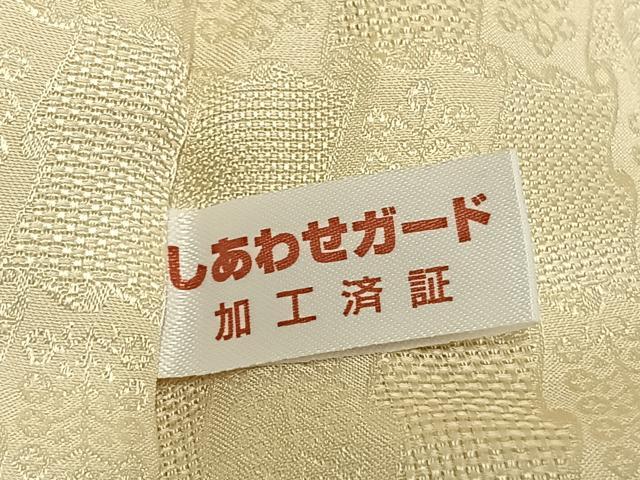 平和屋着物●長襦袢　無双仕立て　市松地紋　鳥の子色　正絹　逸品　AABI9392fy