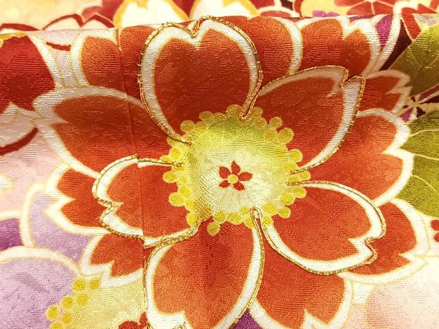 平和屋着物●豪華振袖　駒刺繍　草花文　暈し染め　正絹　逸品　AABI9393fy