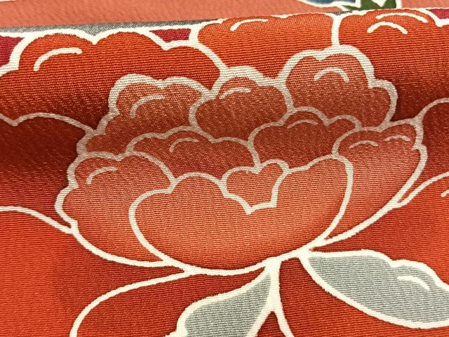 平和屋着物●豪華振袖　紅型　草花文　正絹　逸品　AABI9394fy