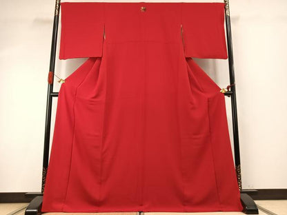 平和屋着物●ファッションデザイナー 花井幸子　色無地　茜色　ロング丈　正絹　逸品　AABI9395fy