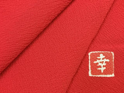 平和屋着物●ファッションデザイナー 花井幸子　色無地　茜色　ロング丈　正絹　逸品　AABI9395fy