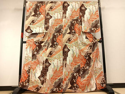 平和屋着物●創業460年・千總　小紋　花唐草文　金彩　正絹　逸品　AABI9396fy