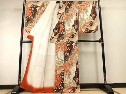 平和屋着物●創業460年・千總　小紋　花唐草文　金彩　正絹　逸品　AABI9396fy