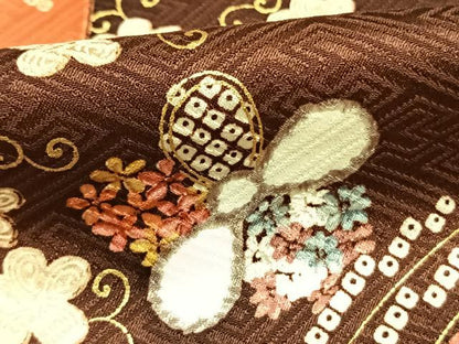 平和屋着物●創業460年・千總　小紋　花唐草文　金彩　正絹　逸品　AABI9396fy