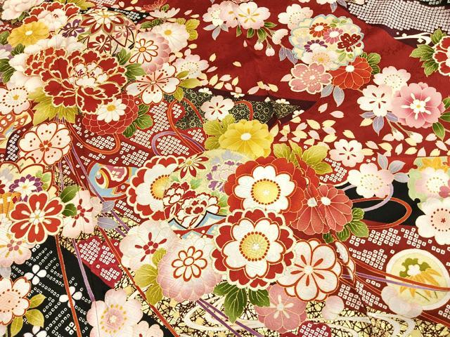 平和屋着物●豪華振袖　駒刺繍　草花文　金彩　京都きもの友禅扱い　正絹　逸品　AABI9399fy