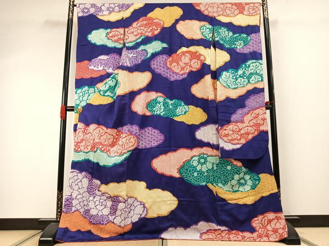 平和屋着物●豪華振袖　総絞り　雲取り花文　正絹　逸品　AABI9400fy