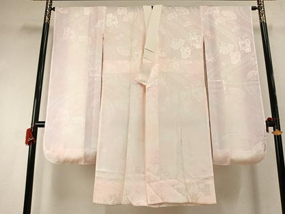 平和屋着物●振袖用長襦袢　無双仕立て　御所車花地紋　暈し染め　正絹　逸品　AABI9401fy