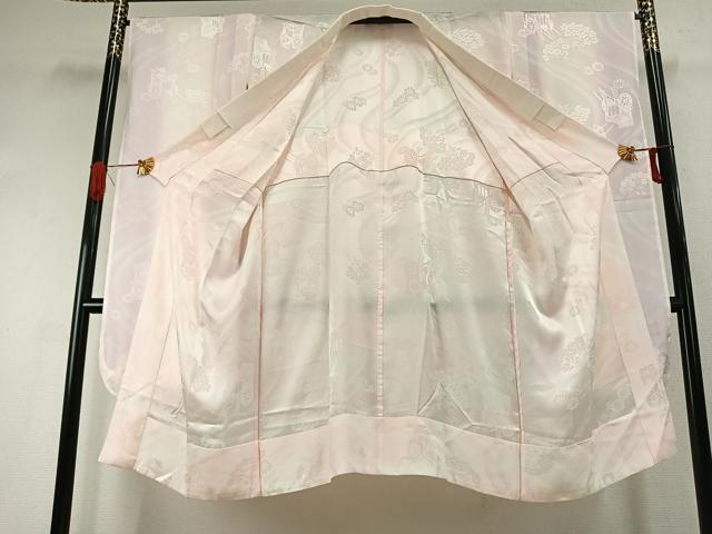 平和屋着物●振袖用長襦袢　無双仕立て　御所車花地紋　暈し染め　正絹　逸品　AABI9401fy