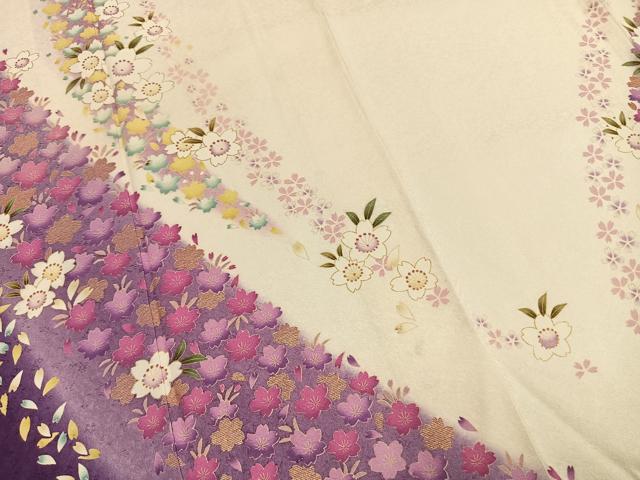 平和屋着物●豪華振袖　草花文　正絹　逸品　AABI9402fy