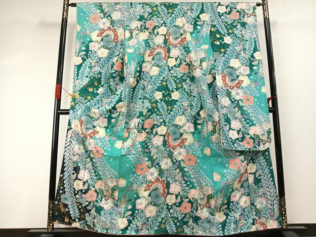 平和屋着物●豪華振袖　辻が花　舞蝶文　暈し染め　金彩　正絹　逸品　AABI9406fy