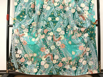 平和屋着物●豪華振袖　辻が花　舞蝶文　暈し染め　金彩　正絹　逸品　AABI9406fy