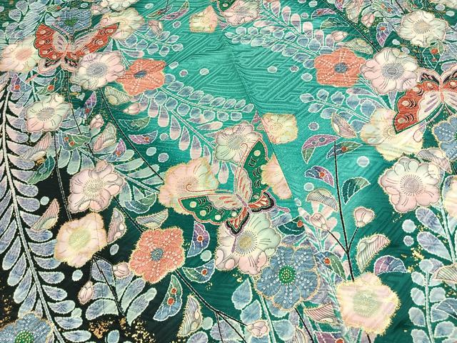 平和屋着物●豪華振袖　辻が花　舞蝶文　暈し染め　金彩　正絹　逸品　AABI9406fy
