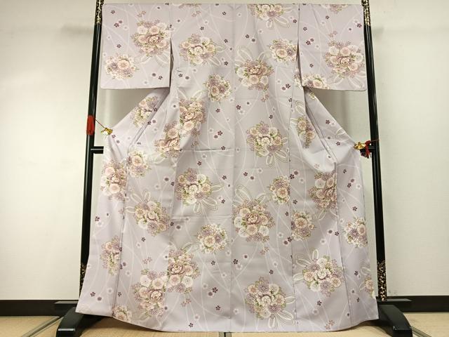 平和屋着物●小紋　草花文　洗える着物　AABI9410fy