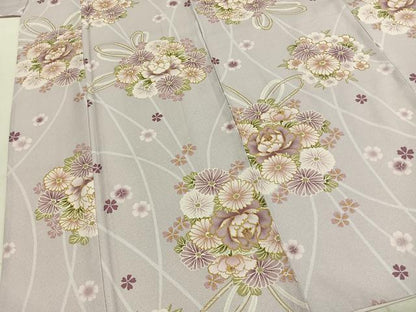 平和屋着物●小紋　草花文　洗える着物　AABI9410fy