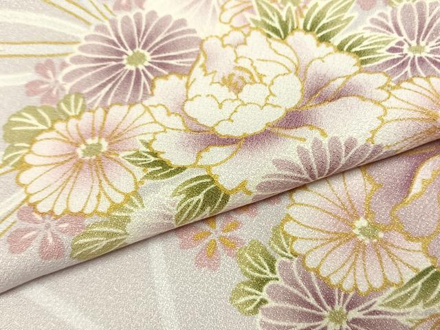 平和屋着物●小紋　草花文　洗える着物　AABI9410fy