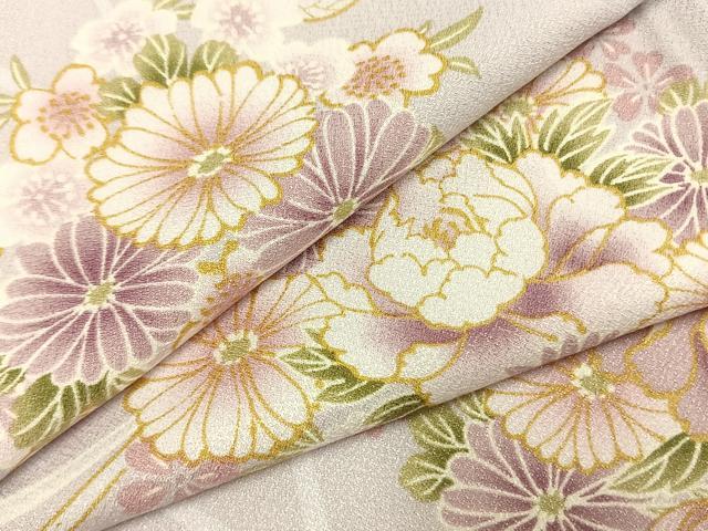 平和屋着物●小紋　草花文　洗える着物　AABI9410fy