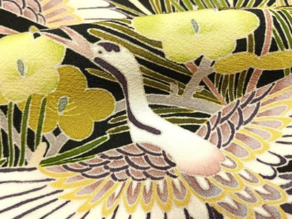 平和屋着物●本加賀友禅作家　稲手明仁　黒留袖　花鳥文　三越扱い　正絹　逸品　AABI9412fy