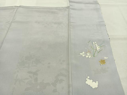 平和屋着物●訪問着　駒刺繍　草花文　暈し染め　金彩　ロング丈　正絹　逸品　AABI9415fy