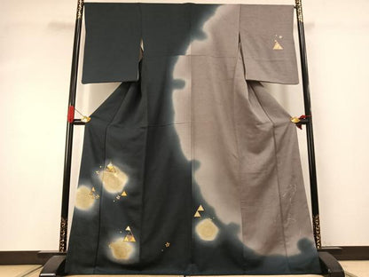 平和屋着物●訪問着　作家物　舞花文　暈し染め　金彩　正絹　逸品　AABI9418fy
