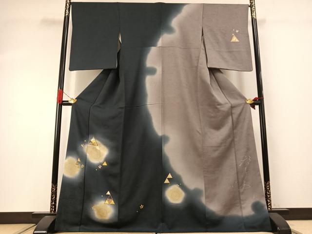 平和屋着物●訪問着　作家物　舞花文　暈し染め　金彩　正絹　逸品　AABI9418fy