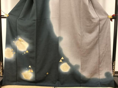 平和屋着物●訪問着　作家物　舞花文　暈し染め　金彩　正絹　逸品　AABI9418fy