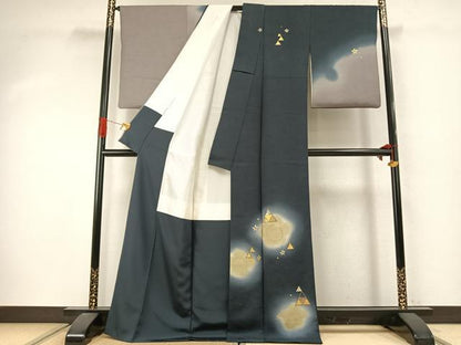 平和屋着物●訪問着　作家物　舞花文　暈し染め　金彩　正絹　逸品　AABI9418fy