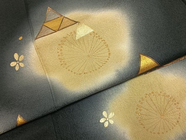 平和屋着物●訪問着　作家物　舞花文　暈し染め　金彩　正絹　逸品　AABI9418fy