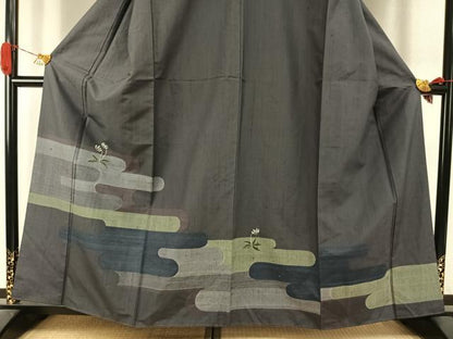 平和屋着物●訪問着　紬地　霞取り花文　正絹　逸品　AABI9420fy