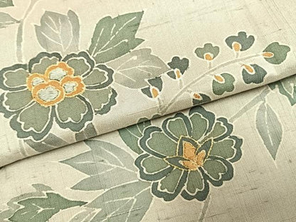 平和屋着物●訪問着　紬地　刺繍　花唐草文　金糸　正絹　逸品　未使用　AABI9421fy