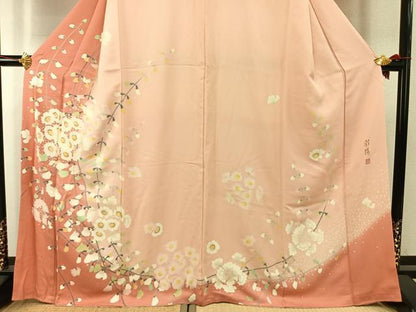 平和屋着物●訪問着　友禅　作家物　枝花文　暈し染め　正絹　逸品　AABI9422fy