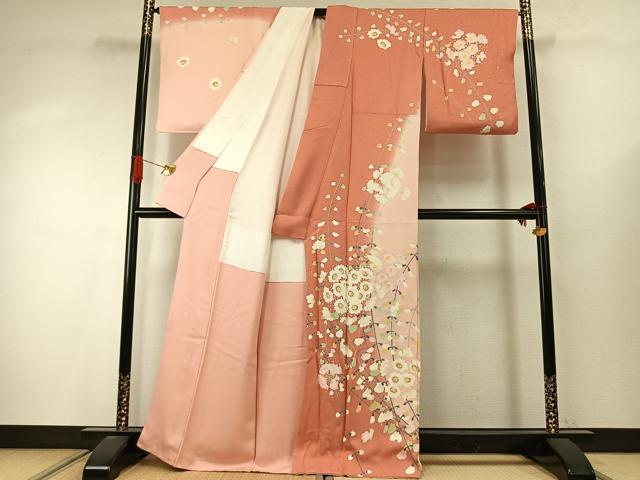 平和屋着物●訪問着　友禅　作家物　枝花文　暈し染め　正絹　逸品　AABI9422fy