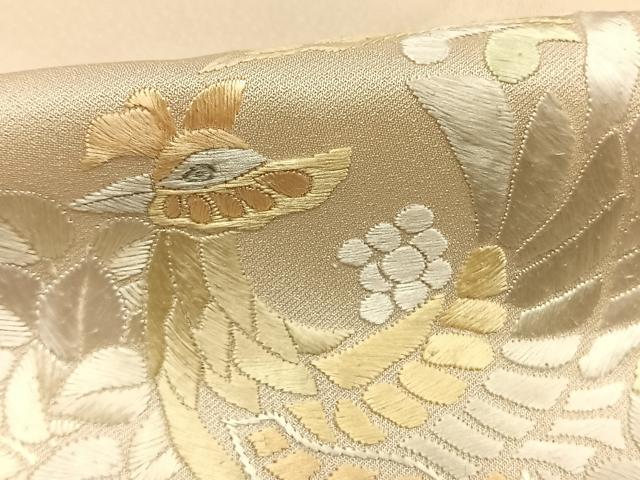 平和屋着物●訪問着　総刺繍　花鳥文　正絹　逸品　AABI9428fy