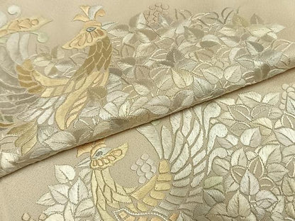 平和屋着物●訪問着　総刺繍　花鳥文　正絹　逸品　AABI9428fy