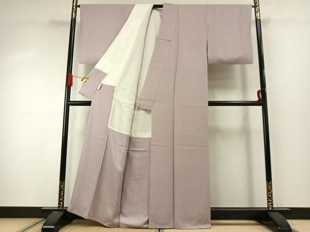 平和屋着物●本加賀友禅作家　毎田仁郎監修　色無地　草花地紋　鴇鼠色　正絹　逸品　AABI9429fy