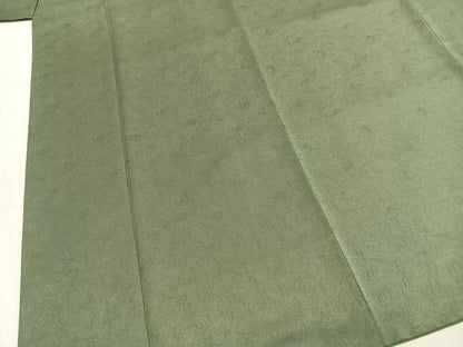 平和屋着物●洗える最高級着物　＜英＞はなぶさ謹製　色無地　草花地紋　老竹色　洗える着物　AABI9430fy