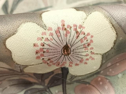 平和屋着物●訪問着　手描き　草花文　金彩　ロング丈　正絹　逸品　AABI9435fy