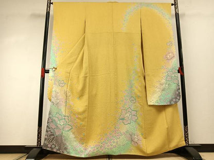 平和屋着物●豪華振袖　舞花文　暈し染め　銀通し地　さが美扱い　正絹　逸品　未使用　AABI9439fy