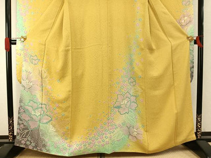 平和屋着物●豪華振袖　舞花文　暈し染め　銀通し地　さが美扱い　正絹　逸品　未使用　AABI9439fy
