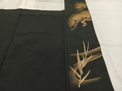 平和屋着物●豪華黒留袖　作家物　鯉　枝松文　金銀彩　正絹　逸品　未使用　AABI9440fy