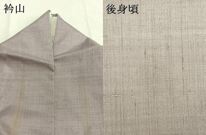 平和屋着物●上質な紬　色無地　牡丹鼠色　正絹　逸品　AABI9442fy