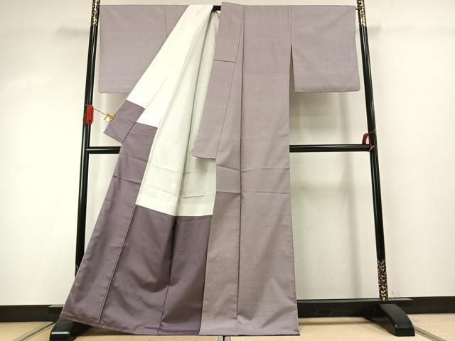 平和屋着物●上質な紬　色無地　牡丹鼠色　正絹　逸品　AABI9442fy