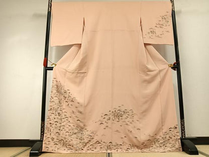 平和屋着物●訪問着　総刺繍　松竹梅　金糸　ロング丈　正絹　逸品　AABI9445fy