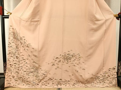 平和屋着物●訪問着　総刺繍　松竹梅　金糸　ロング丈　正絹　逸品　AABI9445fy